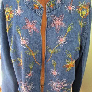 Serengeti Embroidered Denim Open Shirt /Jacket
